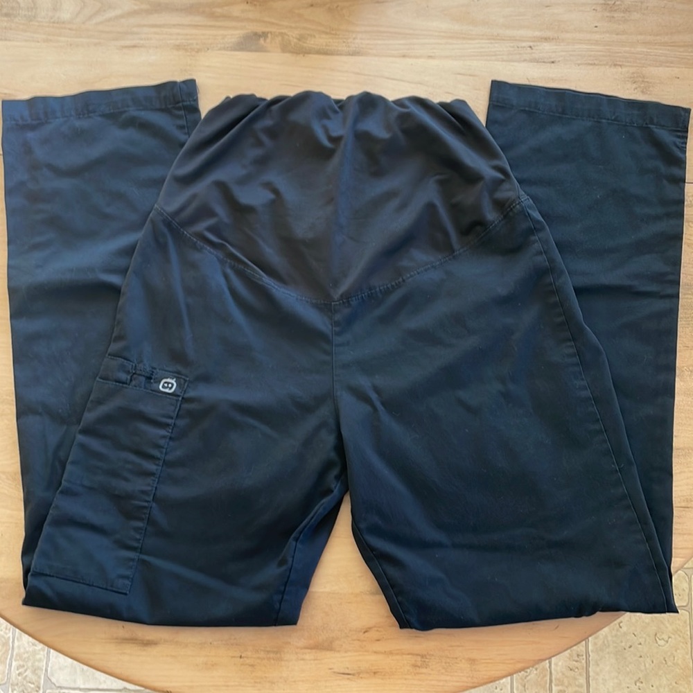 WonderWink black maternity scrub pants, size XS